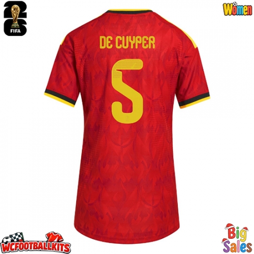 Belgium Maxim De Cuyper #5 Replica Home Stadium Shirt for Women World Cup 2026 Short Sleeve